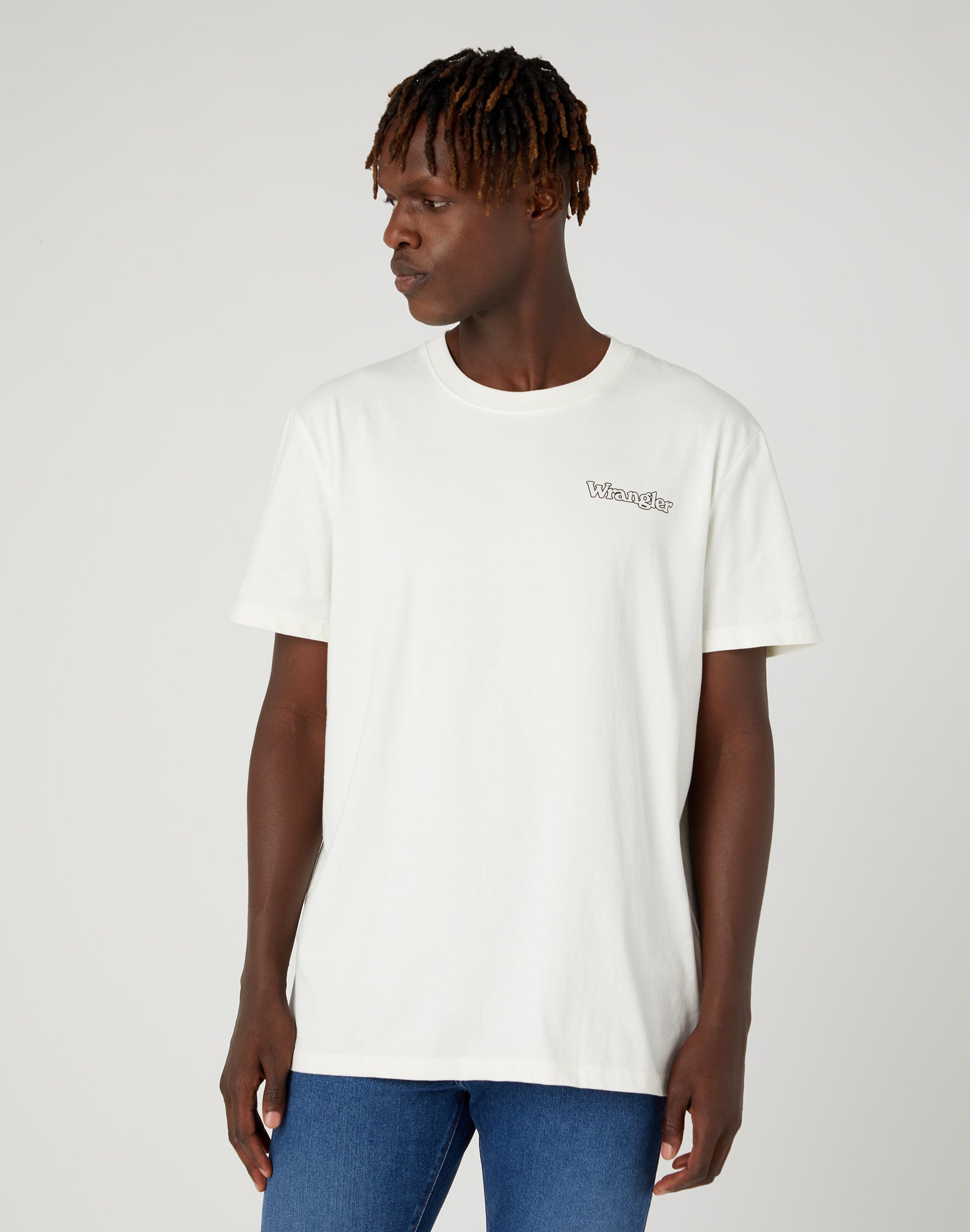 Logo Tee in Worn White T-Shirts Wrangler   