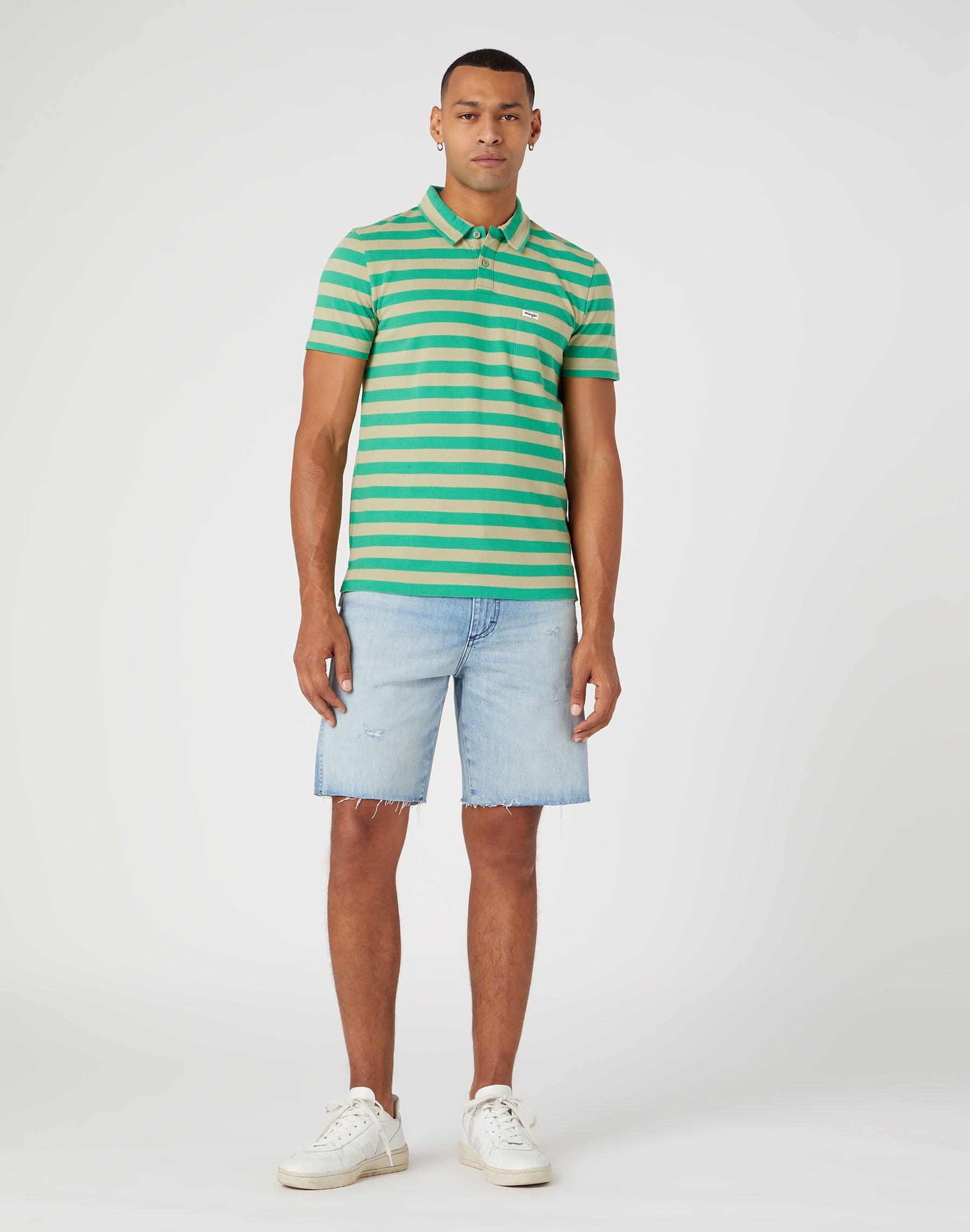 Stripe Polo Shirt in Tea Leaf Polos Wrangler   