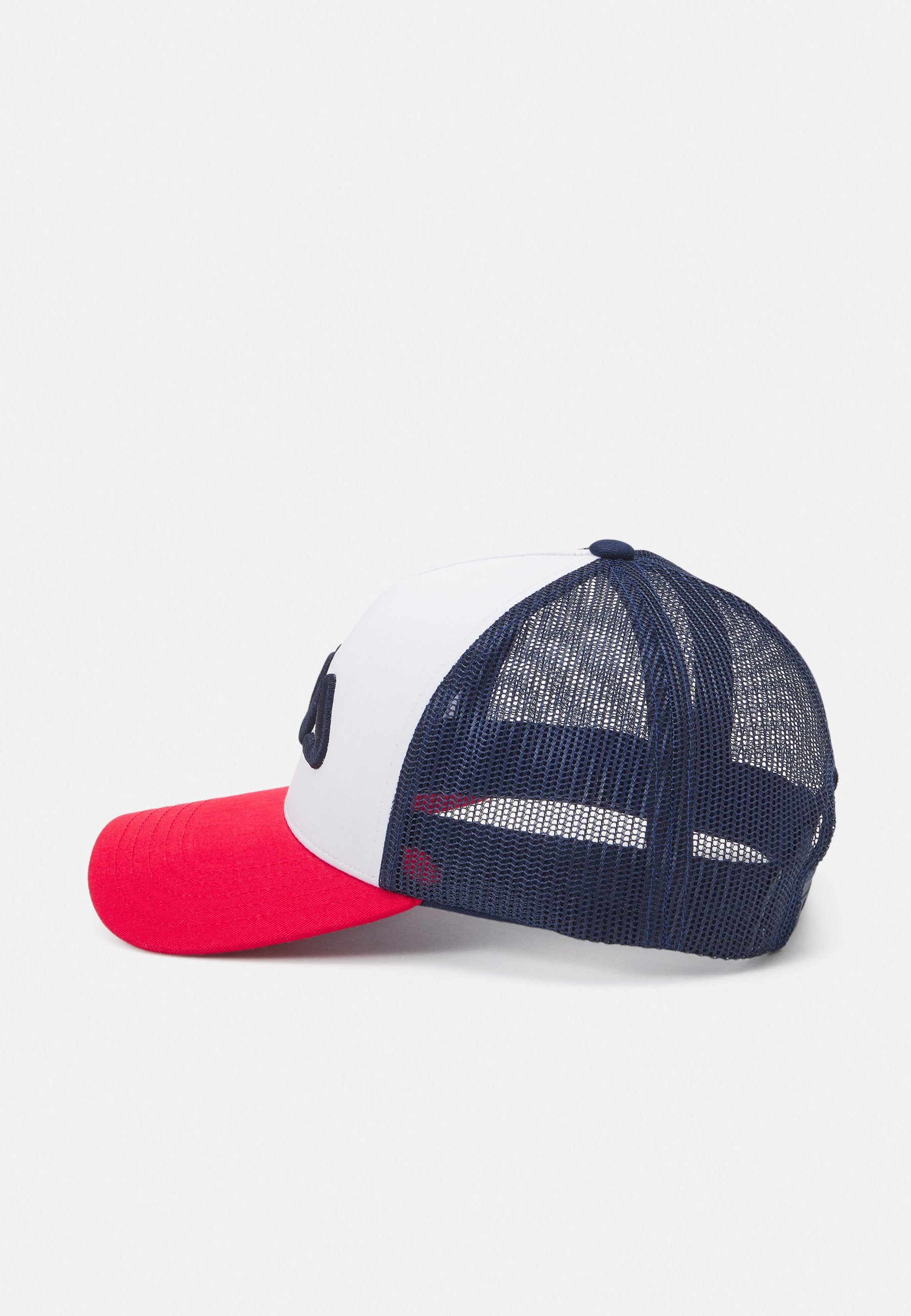 Beppu Trucker Cap Linear Logo Snap Back in Red-White-Blue Caps Fila   