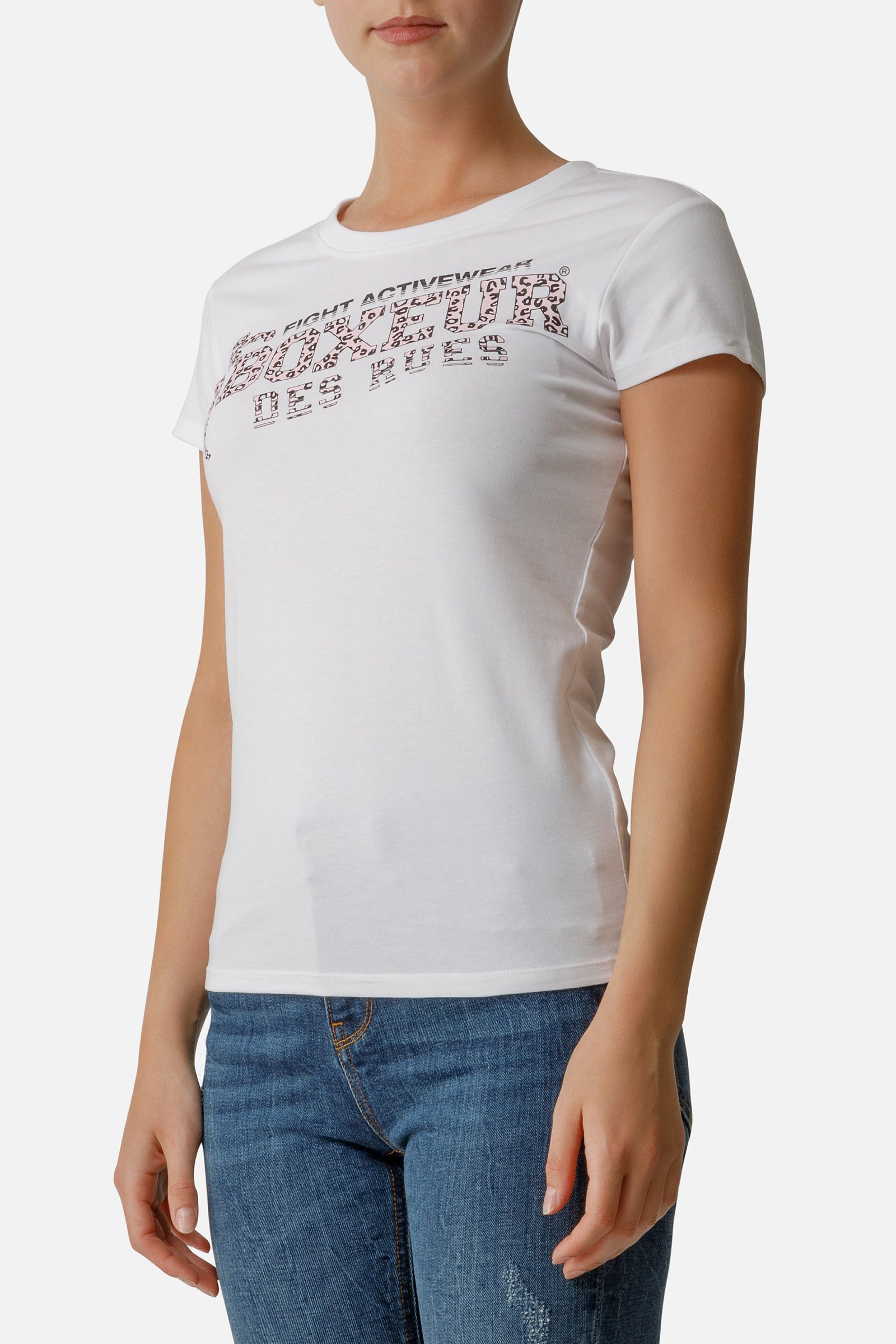 Front Logo Round Neck T-Shirt in White T-Shirts Boxeur des Rues   