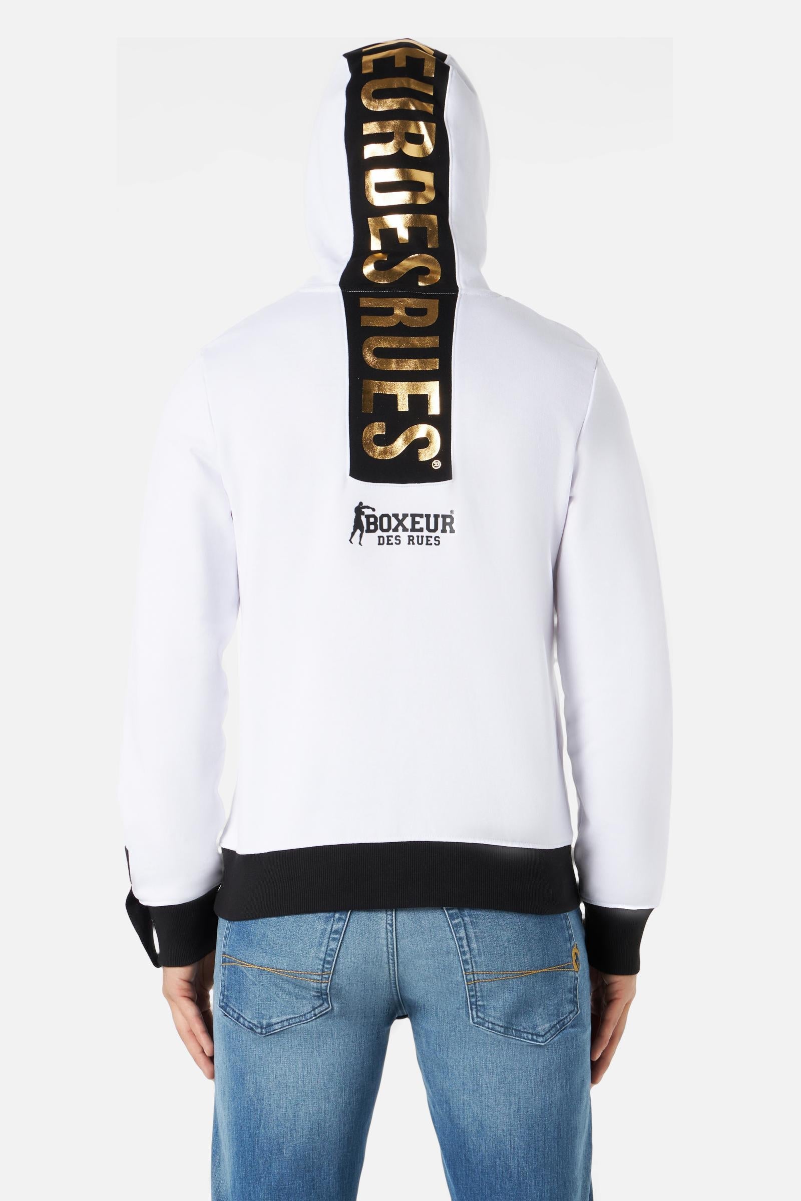 Lettering Printed Hooded in White Hooded Sweater Boxeur des Rues   