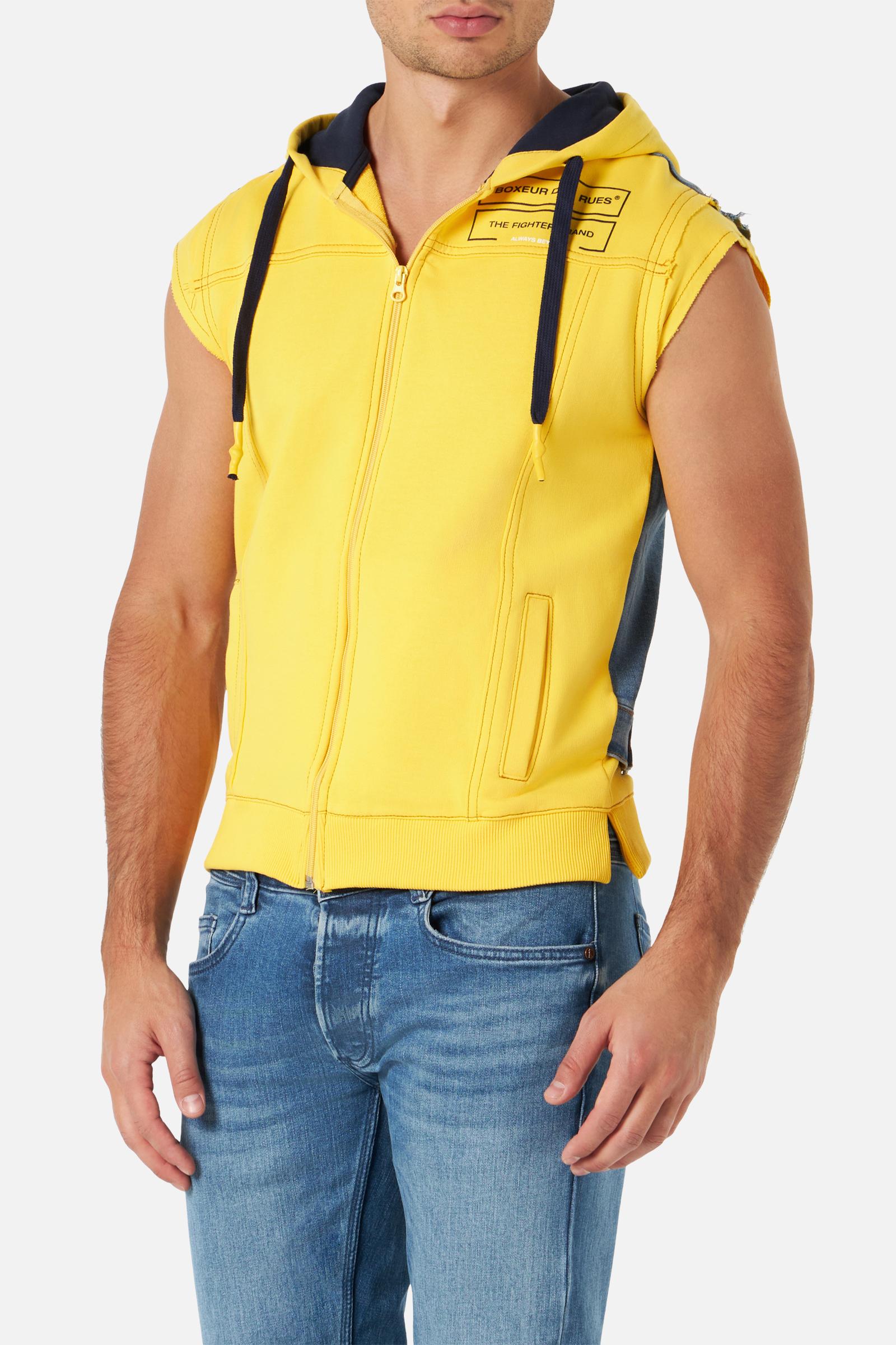 Mixed Fabric Sleeveless in Yellow Sweat Jackets Boxeur des Rues   