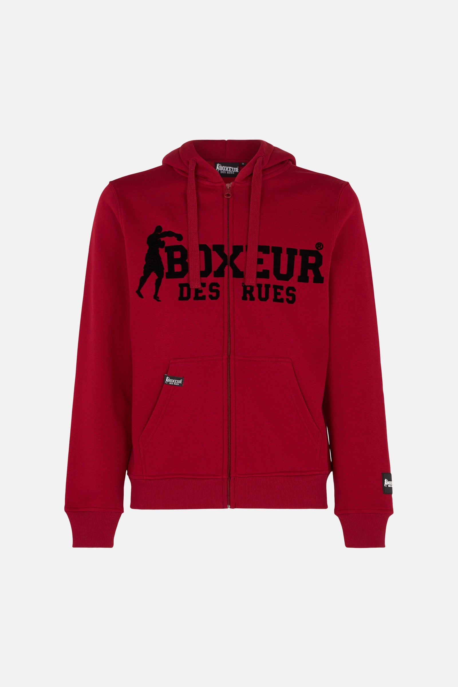 Hoodie Fullzip Logo Print in Burgundy Sweat Jackets Boxeur des Rues   