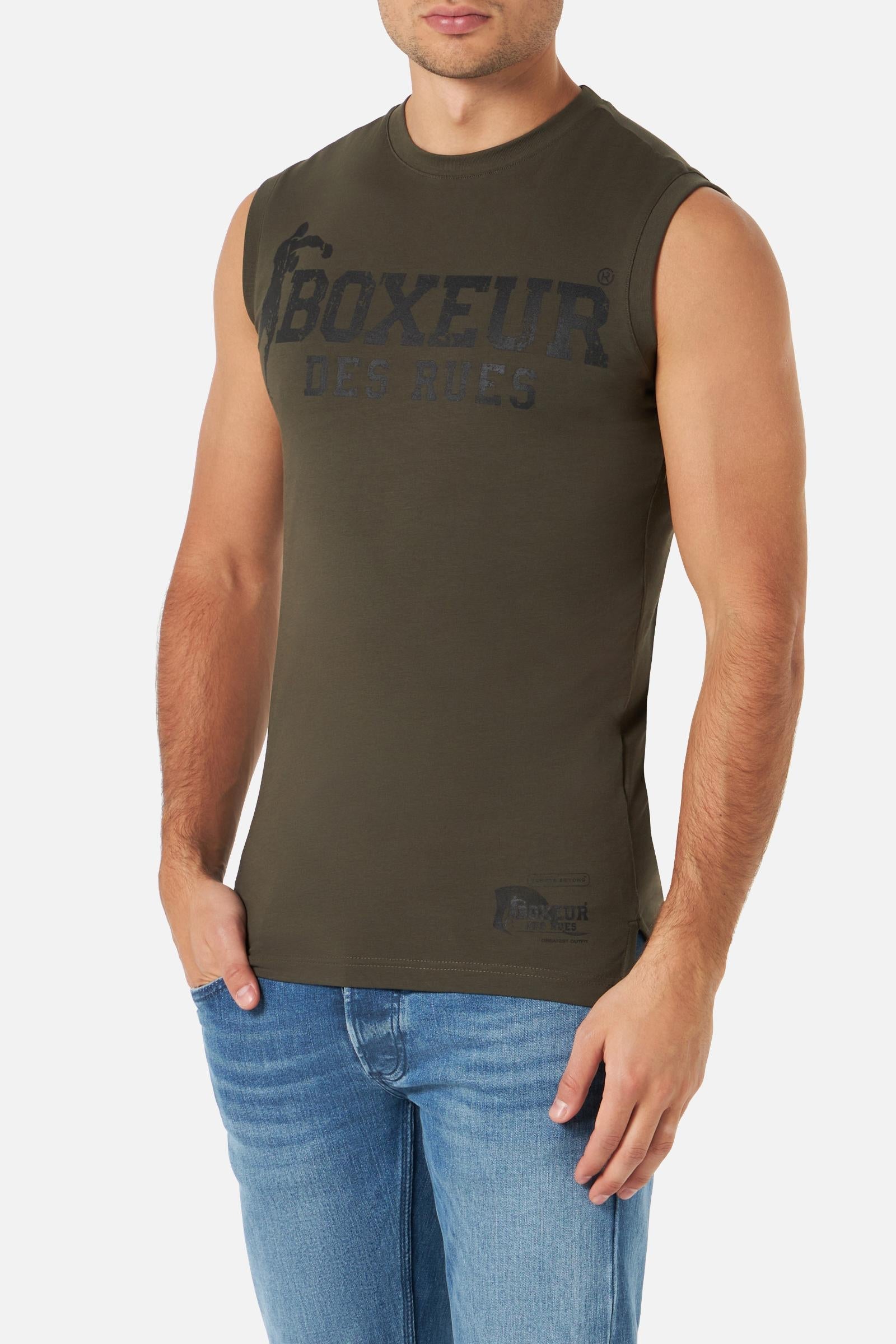 Basic Printed Tank Top in Army Tops Boxeur des Rues   