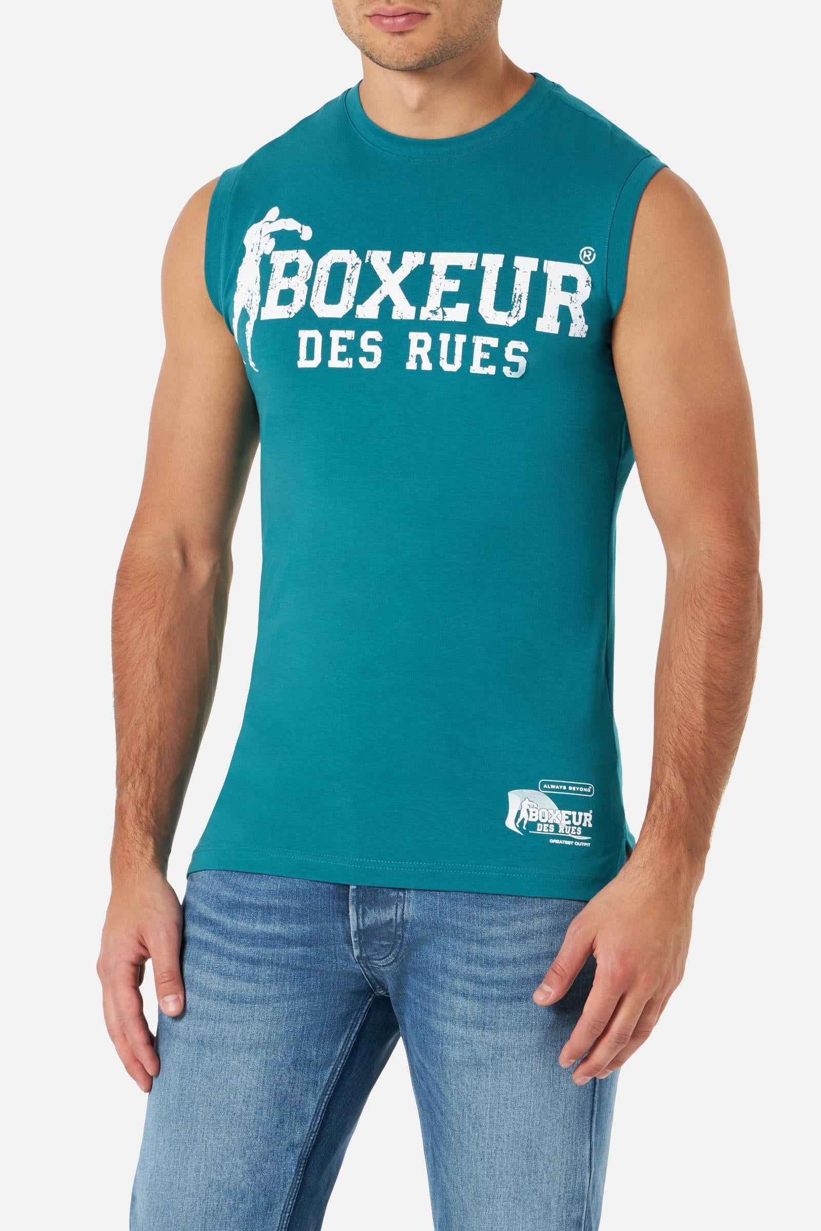 Basic Printed Tank Top in Ocean Tops Boxeur des Rues   