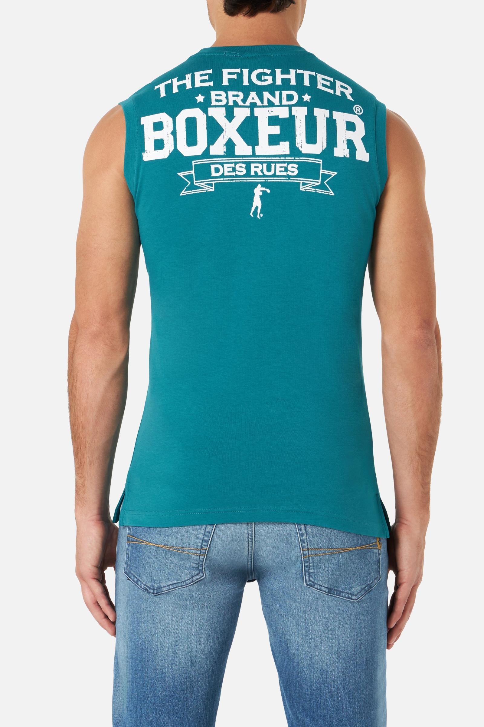 Basic Printed Tank Top in Ocean Tops Boxeur des Rues   