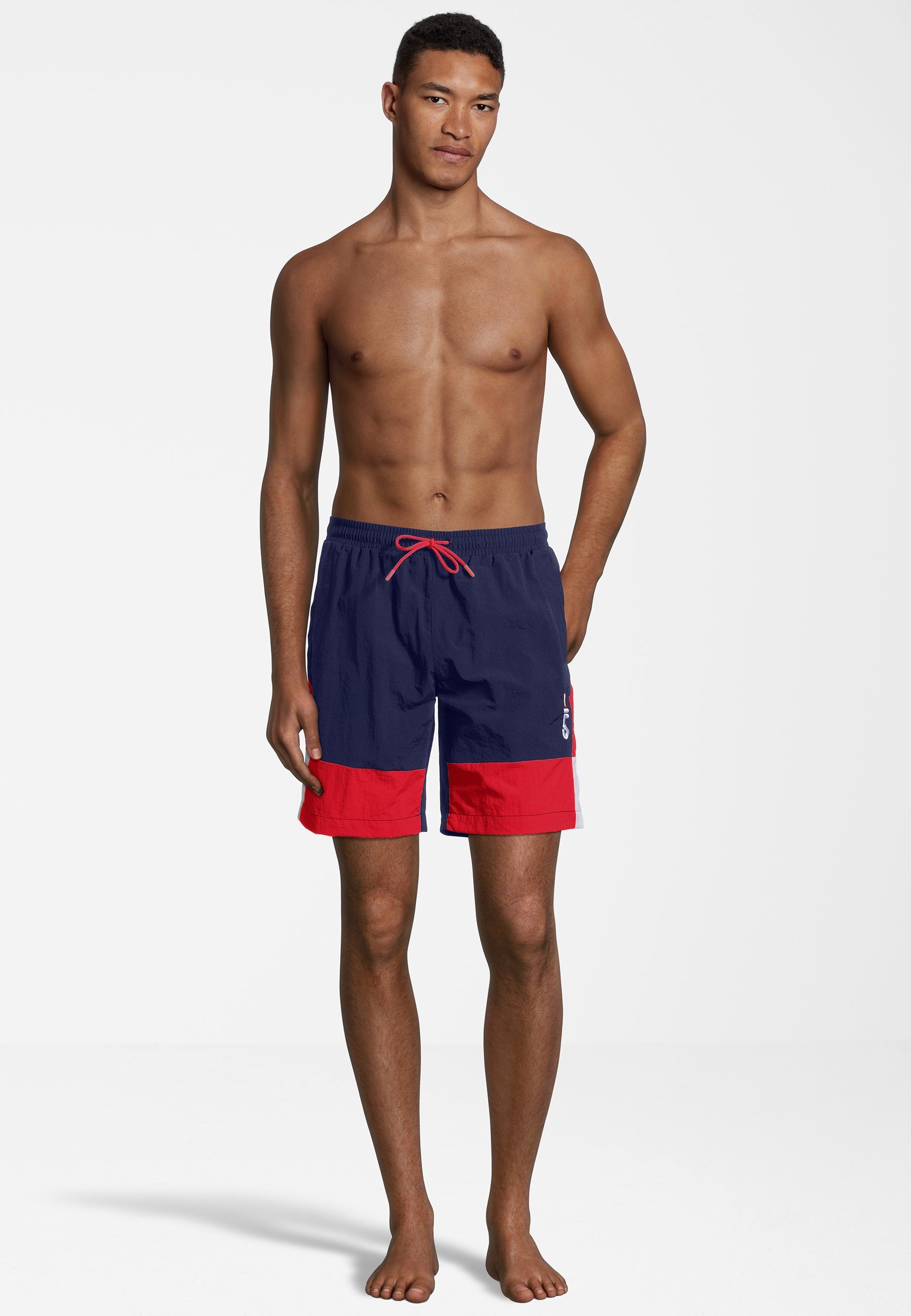 Sciacca Swim Shorts in Medieval Blue-True Red-Bright White Swim Shorts Fila   