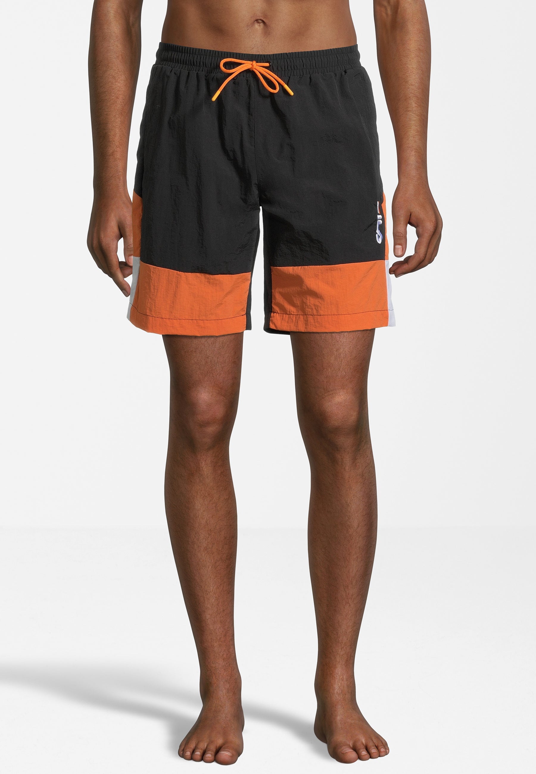 Sciacca Swim Shorts in Black-Celosia Orange-Bright White Swim Shorts Fila   