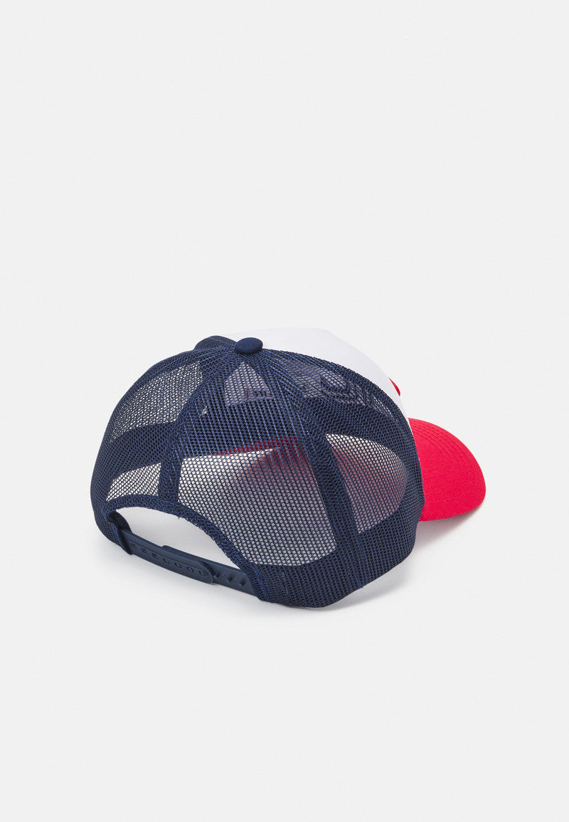 Beppu Trucker Cap Linear Logo Snap Back in Red-White-Blue Caps Fila   