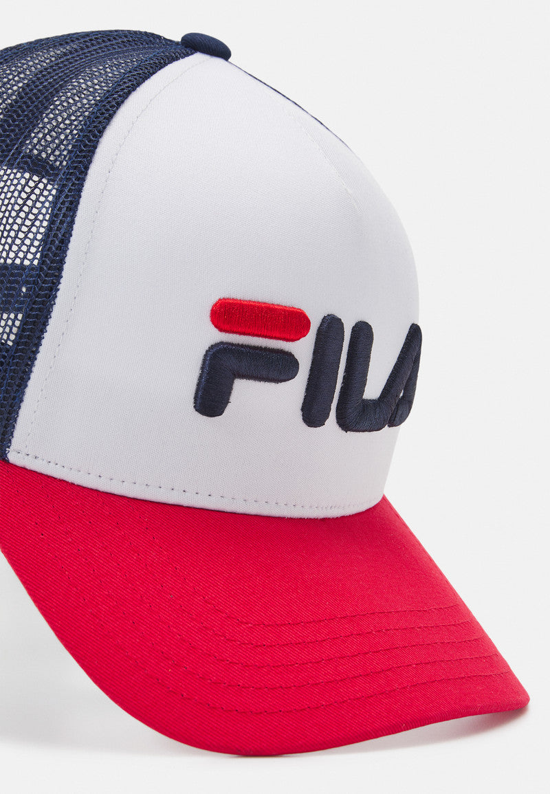 Beppu Trucker Cap Linear Logo Snap Back in Red-White-Blue Caps Fila   