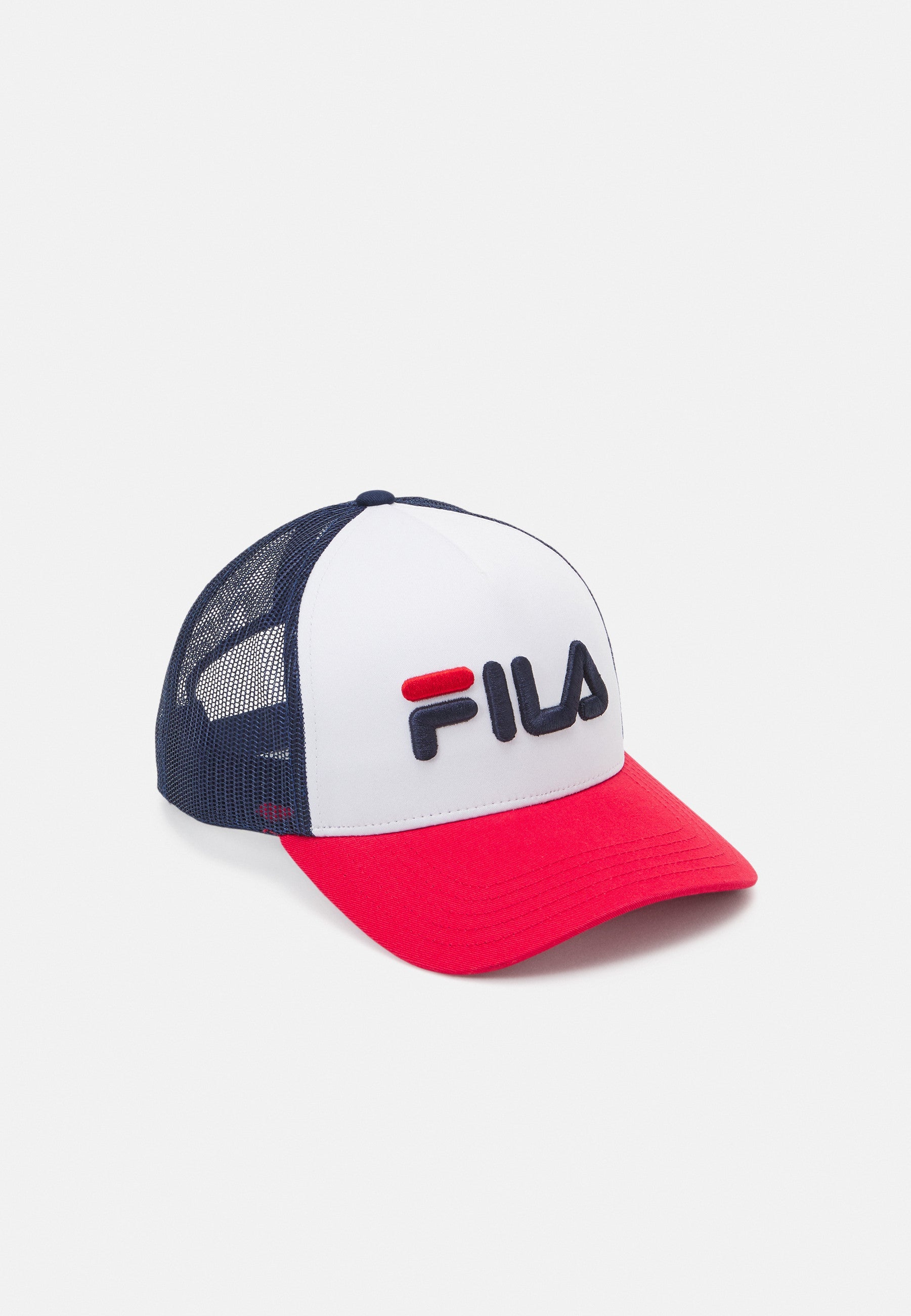 Beppu Trucker Cap Linear Logo Snap Back in Red-White-Blue Caps Fila   