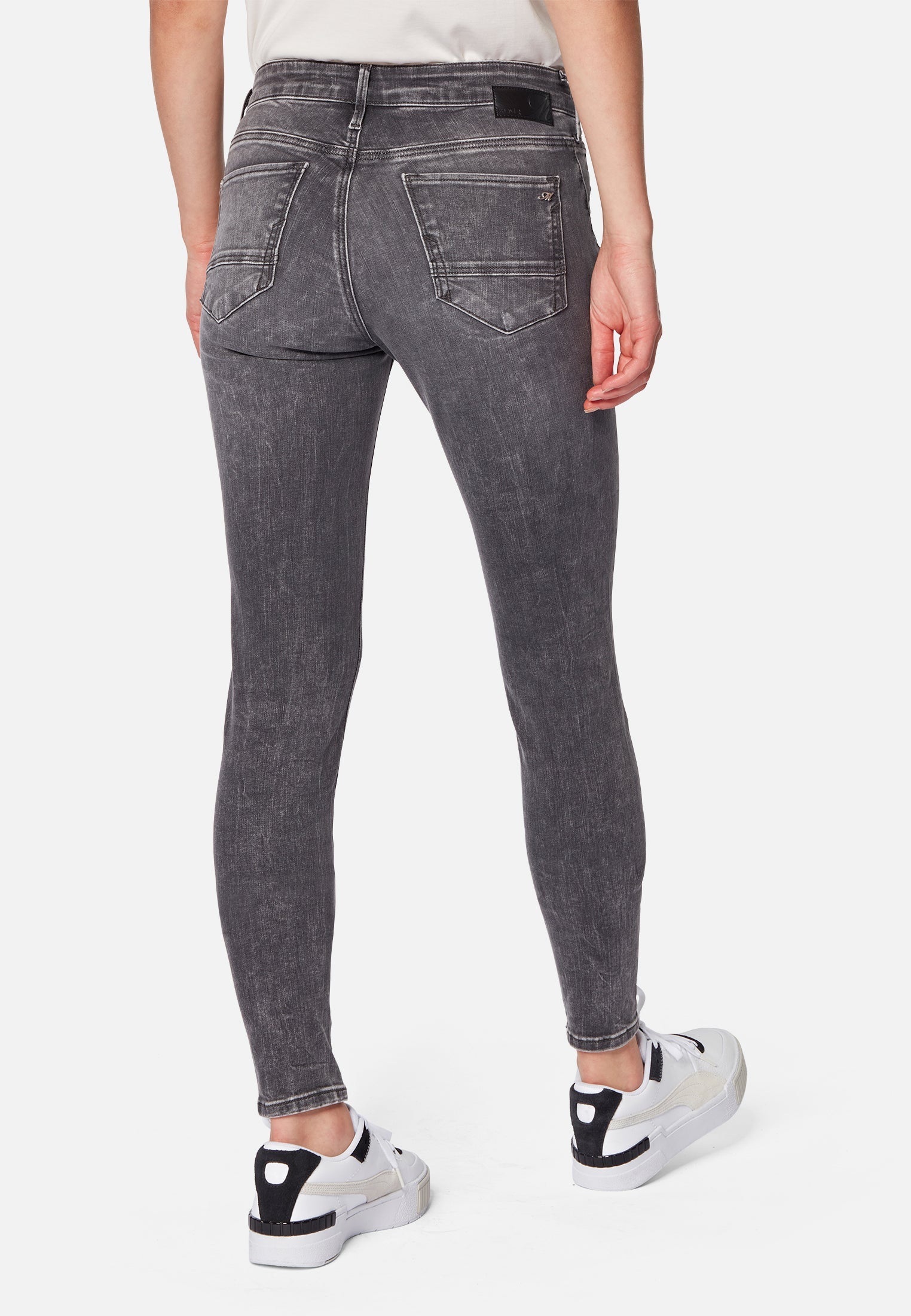 Adriana in Dark Grey Distressed Glam Jeans Mavi   